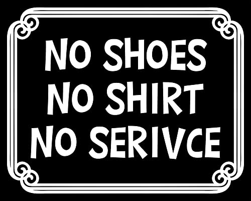 AV No Shoes, No Shirt, No Service Aufkleber, Business Decal, Outdoor Vinyl für Geschäfte, Cafés und Restaurants (10,2 x 12,7 cm, Schwarz und Weiß)