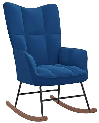 vidaXL Schaukelstuhl Relaxstuhl Schaukelsessel Schwingsessel Ruhesessel Relaxsessel Schwingstuhl Polsterstuhl Polstersessel Sessel Blau Samt