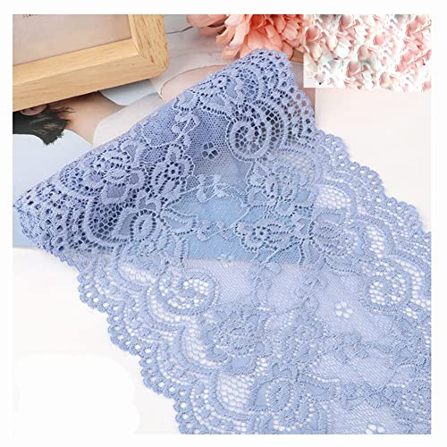 Egurs Nastro Elastico in Pizzo, 15 cm x 3 m, Vintage, Bordatura Decorativa Elasticizzata, Passamaneria e Nastri per Cucito, Accessori per Vestiti, Blu e Viola