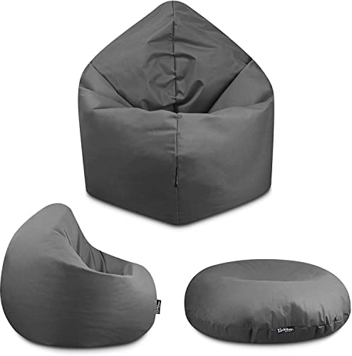 BuBiBag - 2in1 Sitzsack Bodenkissen - Outdoor Sitzsäcke Indoor Beanbag in 32 Farben und 4 Größen - Sitzkissen für Kinder und Erwachsene (155 cm, Anthrazit)
