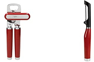 KitchenAid Stainless Steel Tin Opener – Empire Red & Stainless Steel Euro Peeler - Empire Red