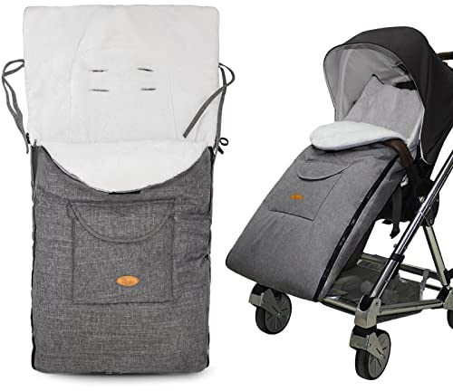 Luchild Chanceliere Universelle pour Poussette, Coupe-Vent Garder au Chaud Chancelière Cosy Poussette avec Doux Epais Peluche Sac de Couchage Bébé Convient pour Poussette Landau(Gris)