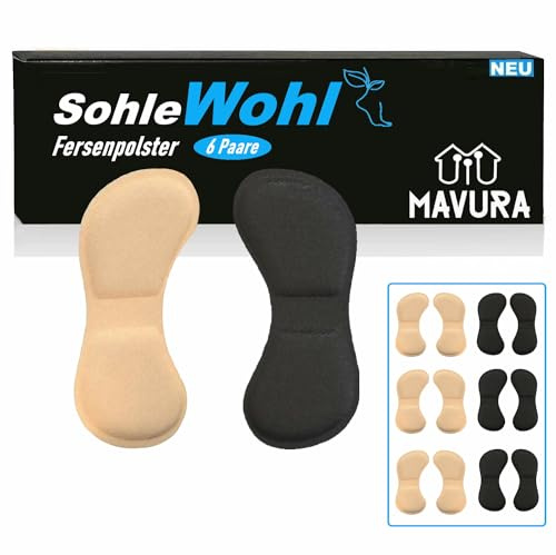 SohleWohl Premium Fersenpolster Fersenkissen Fersenschutz, Fersenhalter Schuhpolster Fersen Polster [6 Paare]