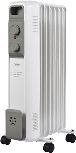 Bimar HO427 Termosifone Elettrico, Radiatore ad Olio a Basso Consumo, Calorifero con 7 Elementi e 5 Canali di Circolazione Termostato Regolabile, 3 Potenze di Riscaldamento, Trasportabile