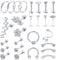 LOLIAS 27 Stück Helix Tragus Piercing Ohrringe für Frauen Männer Edelstahl Creolen Muschel Piercing Ohr Schmuck Nase Lippen Clicker Ring CZ Langhantel Piercing Set für Mädchen Geschenk