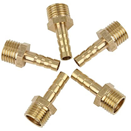 A ABSOPRO Ottone Tubo Barb Raccordo 6mm ID x 1/4 NPT Maschio Connettore (Set di 5)