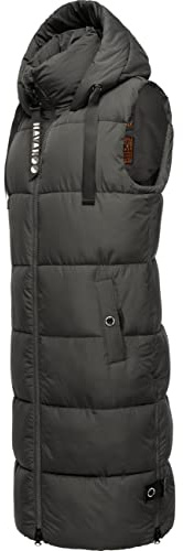 Navahoo Damen ärmellose lange Outdoorweste warme Winterjacke Schnuffelchen Anthracite Gr. L