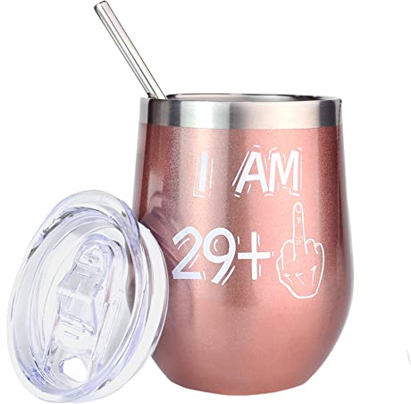 BOKALAKA 30. Geburtstag Frauen, 30. Geburtstagsgeschenk Für Frauen, Edelstahl Weinbecher Geschenke 30 Geburtstag Frau, Birthday Gift (350ml 12OZ)