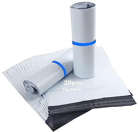 HVDHYY Versandbeutel Groß Versandtaschen Blickdicht Plastik 50cmX70cm/20Stück Versandtueten Kunststoff Selbstklebend Verschiedene Maße Für den Transport von Kleidung Gütern und Textilien Extra Groß