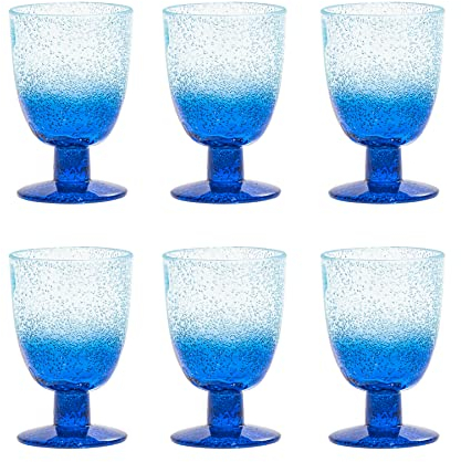 Abode Homewares TarHong Oceanic Ombre Premium Acrylic Drinkware Goblet/Wine Glass, 14 Ounce, Blue, Set of 6