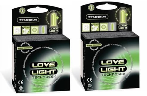 LOVE LIGHT - Latex Kondome Mit Reservoir - Fluoreszierend - Glatte Oberfläche - CE 0123 - (3erx2)6er Pack