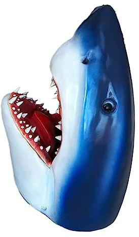 Trailrest Hai-Skulptur Hai Haifisch Fisch Dekofigur Statue Skulptur Polyresin Modern - 3D Hai Kopf Statue Ornament Harz Haikopf für Wohnzimmer Wandkunst Skulptur Dekoration - 23x15cm