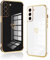 Vauki 2 Stück für Samsung Galaxy S21 FE 5G Hülle, Silikon Handyhülle Herz Motiv Schutzhülle Kameraschutz Stoßfest Bumper Case für Samsung S21 FE 5G - Schwarz und Lila