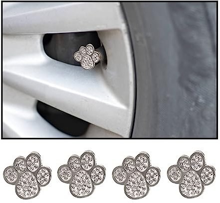 CGEAMDY 4 StückVentilkappen Auto, Bling Ventilkappen, Strass Fahrzeug Autoreifen Kappen Abdeckungen Chrom, Staubschutzkappen Für Pkw-Reifen, SUV, Motorrad(Weiß)