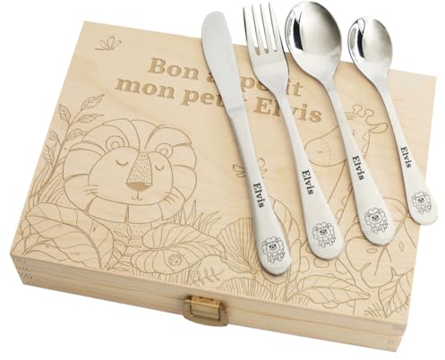 Amikado - Coffret Couverts pour Enfant Personnalisés (Lion)