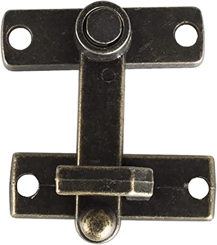 VekkEr door bolt,sliding door lock,door latch hook,Solid Brass Shutter Bar Door Latch Antique Brass 2 Pack Loaded Toggle Latch Catch Clamp Clip for Trunk Case Box and Chest