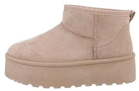 Ital Design Damenschuhe Stiefeletten Plateaustiefeletten, LX23-001-, Textil, Hellbraun, Gr. 40
