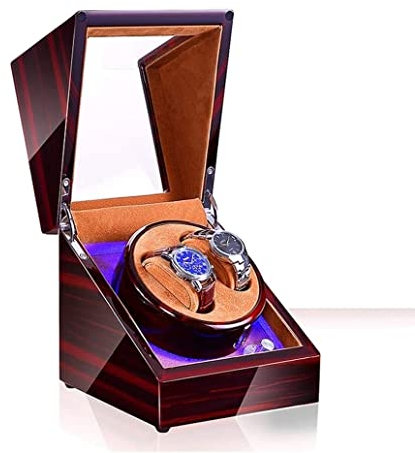 Uhrenkoffer Uhrenrolle Uhrenbox Uhrenschatulle Automatik-Uhrenbeweger-Schaukasten, 2 Automatische Rotations-Leder-Holz-Uhrenbeweger-Aufbewahrungs-Schaukasten Uhrenetui Uhren Aufbewahrungsbox ( Color :