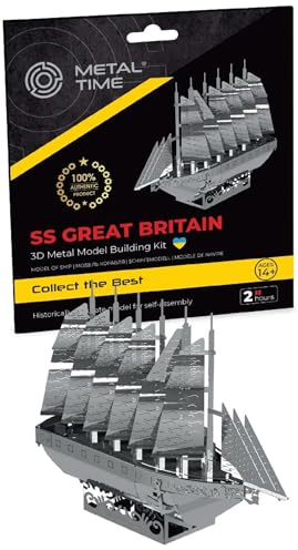 METAL-TIME Model SS Great Britain, 3D-Puzzles für Erwachsene oder Jugendliche, DIY-Metall-Puzzle-Modellbausatz, 3D-Passagierschiff-Metallmodell, Gehirn-Teaser-Puzzle – tolle Geschenkidee, 29 Teile