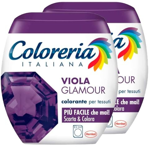 Coloreria Italiana Textilfarbe für Waschmaschine Farbe Lila Glamour belebt oder verändert die Farbe der Kleidung - 2 Packungen Einzeldosis