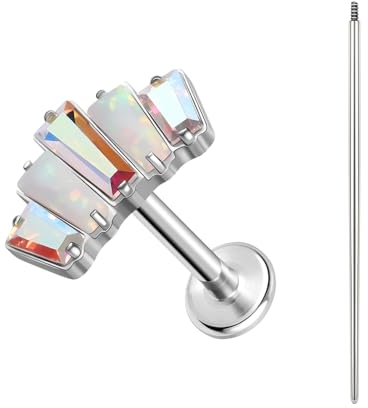 BodyAce ASTM F136 Titan Helix Piercings Ohrstecker, 16G Flatback Lippenpiercing With Piercing Taper, Nasenstecker Conch Tragus Piercing Schmuck [Regenbogenkrone]