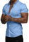 Elegancity Mens Shirts Short Sleeve Smart Casual Summer Beach Shirts Slim Muscle Fit Button Down Formal Dress Shirt Blue, XL