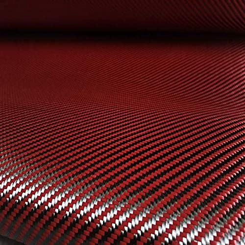 Cherrynight XLJP 1PC 3K 200gsm 2x2 Red/Blue Kevlar Carbon Fiber 3K * 1100D Mixed Fabric Twill 20 / 50cm Aramid Fiber Hybrid Carbon Kevlar Cloth (Color : Red, Size : 50cm x 50cm)