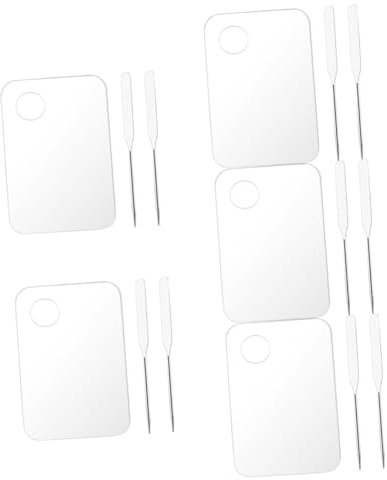 POPETPOP 5 Sets Acrylic Makeup Mixing Tray Set Spatula for Nail Art Foundation Pigments Foundation Palette for Cosmetics