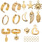 SUNNYCLUE 8 SET 36PCS Or Bagues Breloque Ensemble Acier Inoxydable avec Charme Anneaux Pendants en Étoile en Métal Lune Coeur Pendantes Réglables Bague de Déclaration Mode Ouverte pour Femmes Hommes