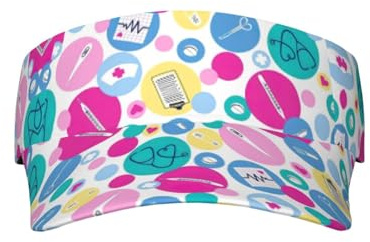 DEXNEL Cute Nurse Sun Visor Hats Adjustable Sun Visor Caps for Women and Men,Wide Brim Beach Sun