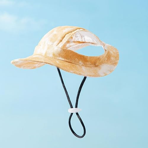 Modisch Hund Baseballmütze, Sonnenschutz Hundemütze für Hund, Verstellbare Baseballmütze für Haustiere, Hunde-Sonnenhut mit Ohrlöcher, Hund Baseballmütze für Kleine Hunde, Welpen, Katzen (S-Gelb)