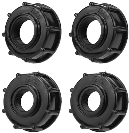 BouGPeng 4 Pezzi Tappo Adattatore IBC 1'' et 3/4'' IBC Adattatore per Serbatoio di Acqua S60X6 Filettatura Interna Connettore per Serbatoio dell'Acqua IBC Raccordo in Plastica per 1000 L -Nero