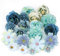 MWOOT 20 Stück Künstliche Blumenköpfe, Kunstblumen Klein, Blumen für Handwerk, Gefälschte Rosen Pfingstrose für DIY Hochzeit Party Festival Haus Garten Dekoration, Kunstblumen Deko(Blau)