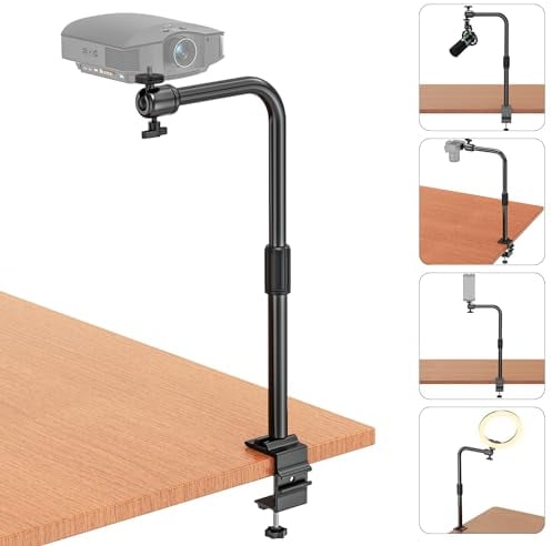 Jubor Projektor Tisch Halterung mit 360° Flexibel Gelenkarm, Projektor Tischständer mit 1/4 Schraube, Heavy Duty Desktop Kamerahalterung Beamer Ständer für Projektor, Kamera, Ringlicht