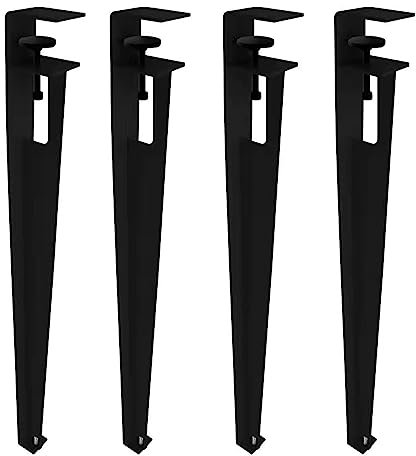 LRYELWA 4x Pieds de Serrage de Table en Métal,Pieds de Meubles Réglables en Forme de F,Pieds de Table À Clipser en Fer,pour Table À Manger,Bureau,Table Basse,Conception Sans Perforation (76cm,Black)