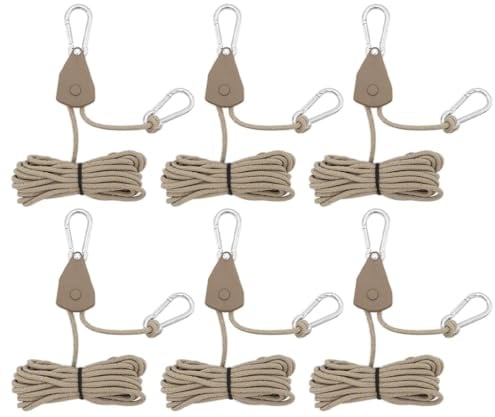 Kellegour 6 Pezzi Corda per Tenda Riflettente con Regolatore,4m x4 mm Corde Riflettenti per Tenda,Riflettenti Nylon Corda,Corda di Guida per Tenda Riflettente,per Tenda da Campeggio(Marrone)