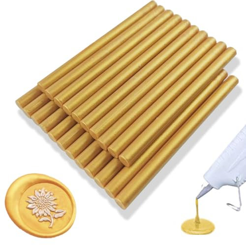 Ioggtser 20 PCS Mini Glue Gun Wax Seal Stick for Stamp, Wedding Invitations, Cards, Envelopes (Gold)