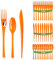 Set 30 couverts orange en plastique dur - Fabriquée en France - Ménagère orange de 10 fourchettes, 10 couteaux, 10 cuillères - Réutilisables et recyclables - Passe au lave vaisselle - Table'Colors