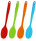 4 pcs Silicone Spoons,11inches Mixing Spoons Heat Resistant Baking Serving Spoon Silicone Cooking Tools One Piece Design Silicone Spoon for Kitchen Cooking Stirring (27.7cm Long)