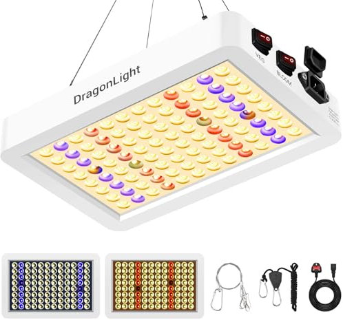 DragonLight 2024 Upgraded BW1000 LED Grow Lights Sunlight Double Chips Full Spectrum with 3-Metre Cable for Greenhouse and Indoor Plant Veg and Flower Growing