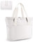 bagsmart Damen Umhängetasche, Faltbare Einkaufstasche, 20 L Tragetasche mit Tragegriff Oben mit Reißverschluss für Reisen, Arbeit, Fitness, Yoga, Beige