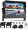 Caméra de Recul Écran HD 9 Pouces Moniteur 4 Ecrans Divisés, Hodozzy 4 Cameras de Recul Etanche IR Vision Nocturne DVR Kit Caméra Recul Filaire écran pour Voiture Camping-Car Camion Remorque 12V-36V
