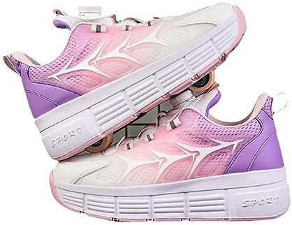 DRFGHK Schuhe Mit Rollen 2-in-1 Kinderschuhe Rollschuhe Skateboardschuhe Sneakers Junge Mädchen Roller Skates 2-Rad Laufsportschuhe, Verstecktes Hinterrad