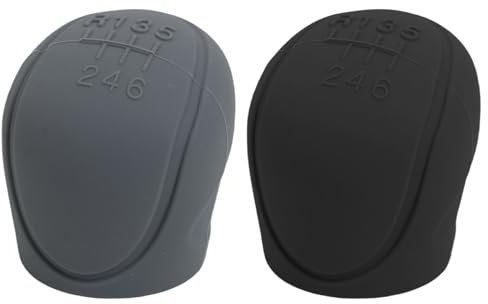 Greacesrio 2 Pièces Housse de Levier de Vitesse Universelle en Silicone pour Voiture, Couvercle de Pommeau de Levier de Vitesse - 6 Vitesses, Anti Dérapant, Résistante (Noir+Gris)