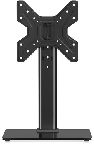 XINLEI Rock-Solid TV Stand for Samsung/LG 17-43 TVs | Universal Swivel Table Top Stand | Height Adjustable (265-385mm), 45kg Load, Max VESA 200x200 | No Drill, Anti-Tilt Design TS205