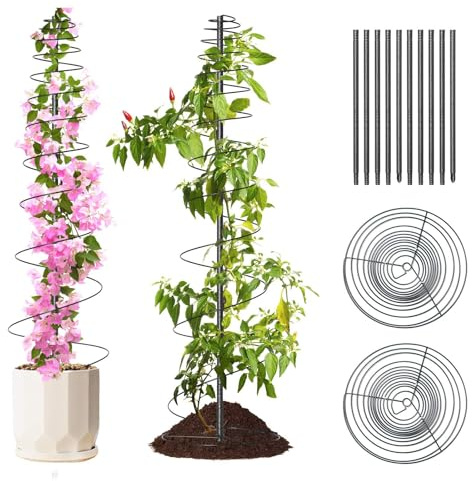 2 Pack Spiral Metal Garden Trellis for Climbing Plants Outdoor - 72 Large Heavy Duty Plant Support Tower with Center Pole, for Outdoor Garden, Raised Bed,Backyard,Container Gardening