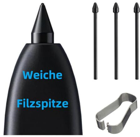 3 STK. Originale Ersatzspitzen für den Samsung Galaxy Tab S8 / S8 Plus / S8 Ultra S Pen, Ersatzweiche Spitzen für den Samsung S Pen, Tab S8 Stiftspitzen mit Montage-/Demontage-Tool (3 STK Schwarz)