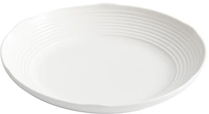 Assiettes à dîner Assiette profonde en céramique blanche Pure à motif Horizontal, assiette à salade de Restaurant, assiette à Dessert, assiette froide, vaisselle créative Assiettes à Salade(A 7.8 inch