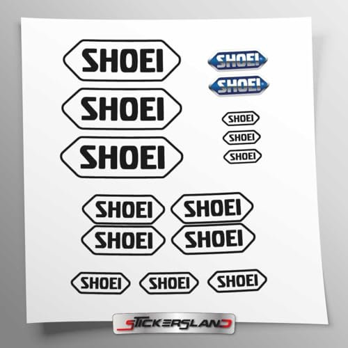 Aufkleber-Set kompatibel mit Shoei Sponsor Helm | Aufkleber für Motorrad Rahmen Verkleidung | Vinyl Aufkleber Einfache Anwendung UV-Druck | Stickersland® (Schwarz)