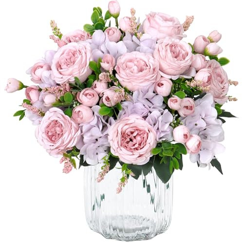 SOMYTING Peonia, fiori artificiali, peonia, bouquet di peonie, in seta, per feste di matrimonio, decorazione per la casa (2, rosa-viola)